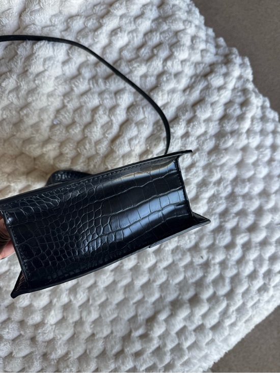 Zara Handbags - Zara Mini Croc Embossed Top Handle Bag | Black | Silver Hardware | Crossbody